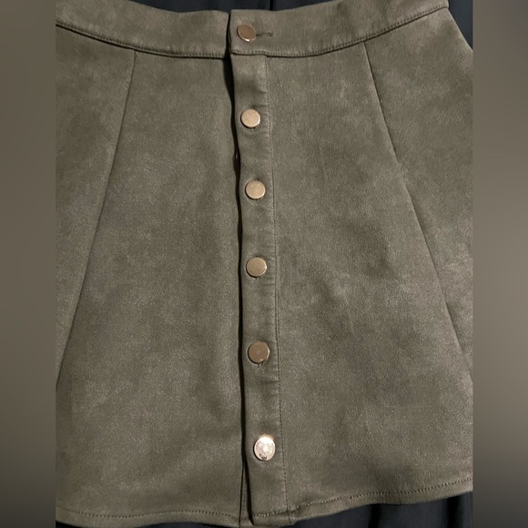 Chic Olive Button-Front Mini Skirt - Picture 2 of 5